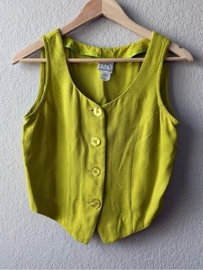 Vintage Gantos Lime Green Button-Front Vest